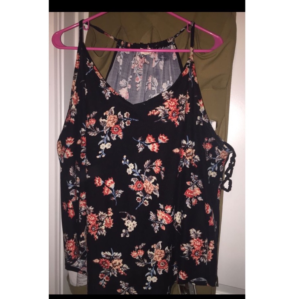 Black floral blouse